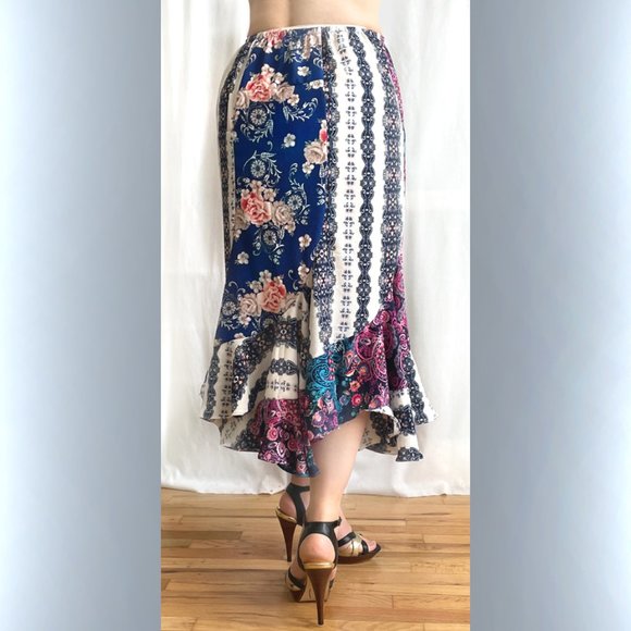 Multicolor swirl skirt. Ameynra by Sofia. Paisley-n-flowers. Size M. Midi. New - Picture 3 of 3